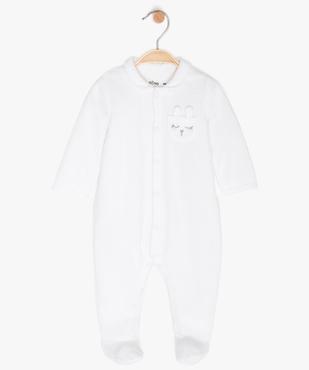 Pyjama bébé fille en velours avec col Claudine vue1 - GEMO(BB COUCHE) - GEMO