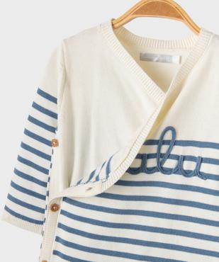Combinaison en maille à rayures bébé garçon - LuluCastagnette vue2 - LULUCASTAGNETTE - GEMO