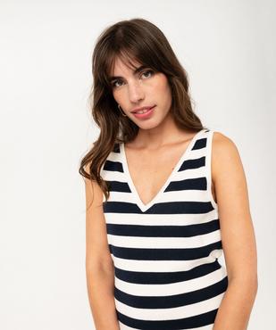 Robe longue sans manches en maille rayée femme - LuluCastagnette vue3 - LULUCASTAGNETTE - GEMO