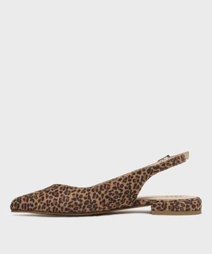 Escarpins slingback à motif léopard et talon plat femme - Follow Me vue3 - FOLLOW ME - GEMO