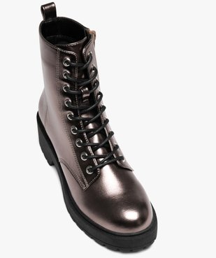 Boots femme vernies avec semelle crantée épaisse à zip et à lacets vue6 - 5 MILES - GEMO