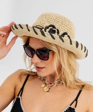 Chapeau de paille capeline avec fleurs en relief femme vue3 - GEMO (ACCESS) - GEMO