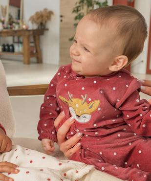 Pyjama en velours ouverture devant à motif biche bébé fille vue5 - GEMO 4G BEBE - GEMO