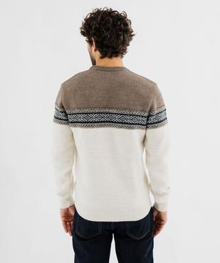 Pull col rond à bande jacquard homme vue3 - GEMO (HOMME) - GEMO
