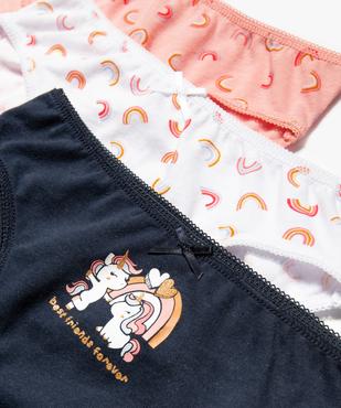 Culottes imprimées licorne et arc-en-ciel fille (lot de 3) vue2 - GEMO 4G FILLE - GEMO