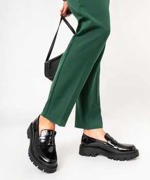 Mocassins femme unis avec dessus verni et semelle crantée vue1 - GEMO (CASUAL) - GEMO
