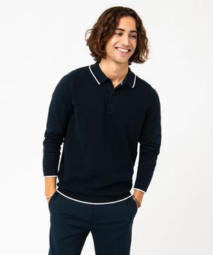 Pull col polo en maille piquée homme vue1 - GEMO 4G HOMME - GEMO