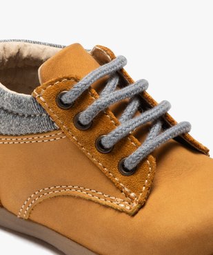 Chaussures premiers pas bébé garçon unies en cuir à col denim vue6 - GEMO(BEBE DEBT) - GEMO
