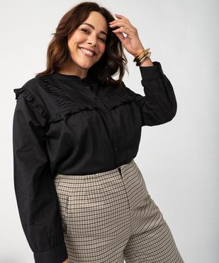 Chemise en coton avec plastron froncé femme grande taille vue2 - GEMO (G TAILLE) - GEMO