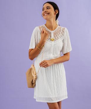 Chemise manches courtes en dentelle extensible femme vue4 - GEMO(FEMME PAP) - GEMO