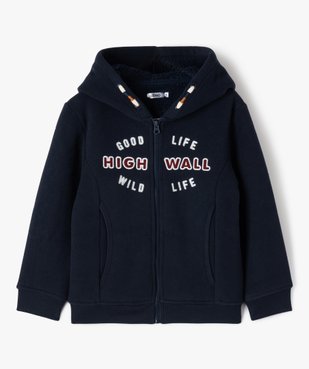 Sweat à capuche zippé en polaire doublé sherpa garçon vue1 - GEMO (ENFANT) - GEMO