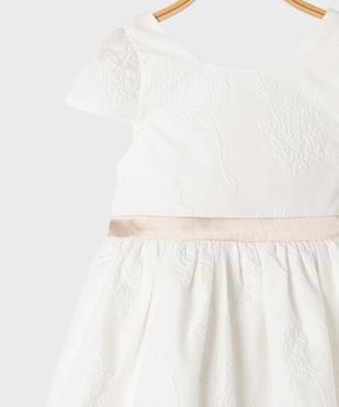 Robe de cérémonie brodée avec ceinture en satin bébé fille vue2 - GEMO(BEBE DEBT) - GEMO