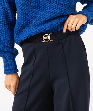 Pantalon en maille extensible avec bijou à la ceinture femme vue2 - GEMO(FEMME PAP) - GEMO