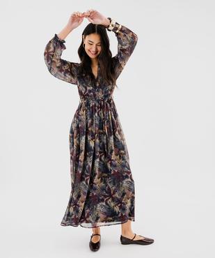 Robe longue en voile à motifs fleuris femme vue1 - GEMO 4G FEMME - GEMO