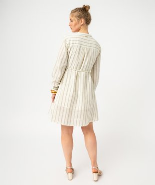 Robe chemise à manches longue rayée femme - LuluCastagnette vue3 - LULUCASTAGNETTE - GEMO