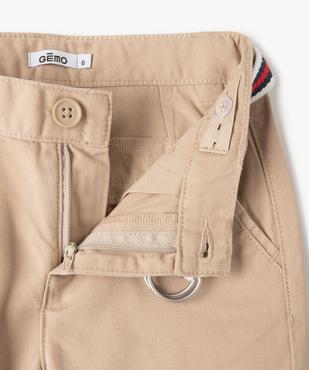 Bermuda en coton avec ceinture tricolore garçon vue2 - GEMO 4G GARCON - GEMO