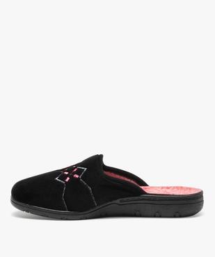Chaussons femme forme mule avec dessus brodé vue3 - GEMO 4G FEMME - GEMO