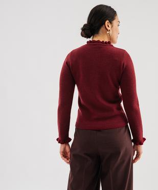 Pull droit à col victorien et finition roulottée femme vue3 - GEMO(FEMME PAP) - GEMO