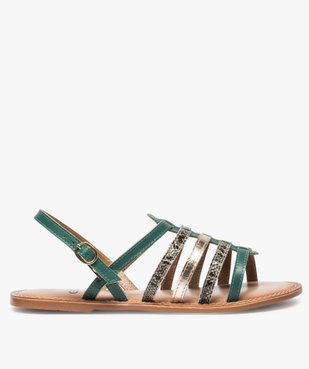 Sandales femme spartiates en cuir spécial pied large vue1 - GEMO (CASUAL) - GEMO