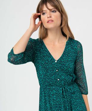 Robe femme imprimée avec col V et manches 3/4 vue2 - GEMO(FEMME PAP) - GEMO