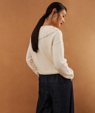 Pull à grand col fantaisie ajouré femme vue3 - GEMO(FEMME PAP) - GEMO