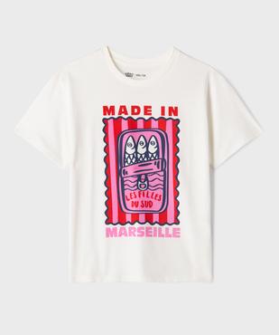 Tee-shirt manches courtes en jersey de coton imprimé graphique fille vue1 - GEMO 4G FILLE - GEMO