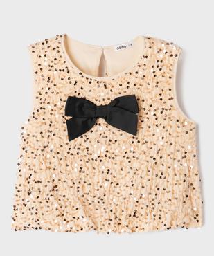 Blouse de cérémonie en velours avec sequins brodés fille vue1 - GEMO (ENFANT) - GEMO