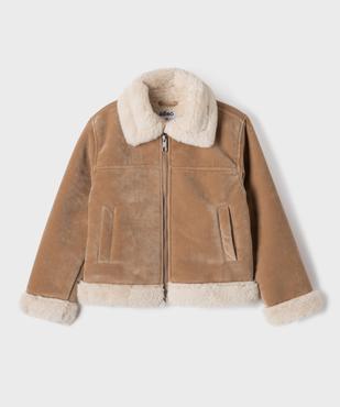 Veste aviateur en velours et fourrure imitation fille vue2 - GEMO (ENFANT) - GEMO