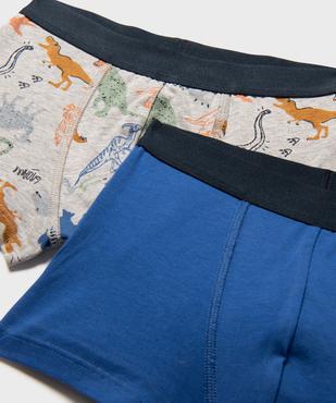 Boxers en coton stretch uni et motif dinosaures garçon (lot de 2) vue2 - GEMO 4G GARCON - GEMO