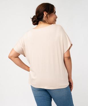 Tee-shirt manches courtes ample avec col V brodé femme grande taille vue3 - GEMO (G TAILLE) - GEMO