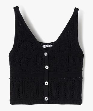 Débardeur court en maille ajourée fille vue2 - GEMO (JUNIOR) - GEMO