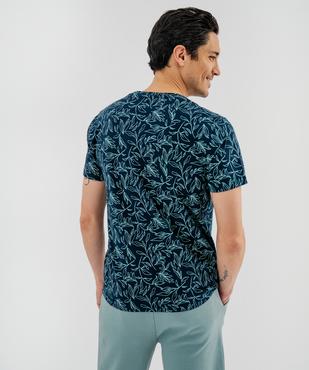 Tee-shirt manches courtes à motif feuillage homme vue3 - GEMO 4G HOMME - GEMO