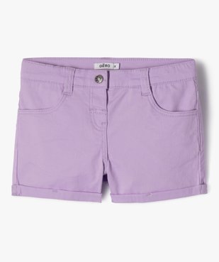 Short en coton stretch avec revers fille vue1 - GEMO (JUNIOR) - GEMO