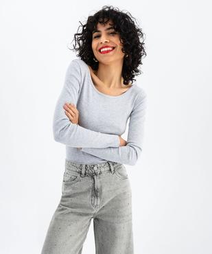 Body à manches longues en maille côtelée femme vue1 - GEMO 4G FEMME - GEMO