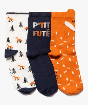 Chaussettes hautes avec motifs renard sur la tige garçon (lot de 3) vue1 - GEMO (ENFANT) - GEMO