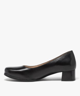 Escarpins femme confort en cuir uni à bout carré vue3 - GEMO 4G FEMME - GEMO