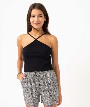 Débardeur femme côtelé à bretelles fantaisie vue1 - GEMO(FEMME PAP) - GEMO