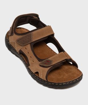 Sandales confort à scratch dessus cuir homme vue5 - G'FLEX - GEMO