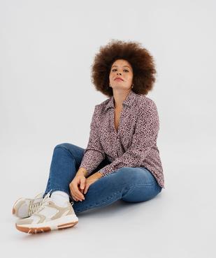 Chemise manches longues imprimée en maille gaufrée femme grande taille vue1 - GEMO (G TAILLE) - GEMO