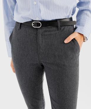 Pantalon droit extensible en toile chinée avec ceinture femme vue6 - GEMO(FEMME PAP) - GEMO
