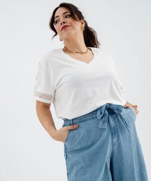 Tee-shirt manches courtes avec détails brodés femme grande taille vue5 - GEMO 4G GT - GEMO