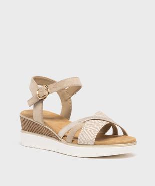 Sandales à talon compensé et brides multimatières femme vue2 - VALENTINA BALDA - GEMO