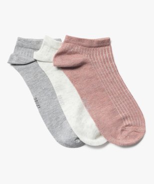 Chaussettes ultra courtes à côtes pailletées femme (lot de 3) vue2 - GEMO(HOMWR FEM) - GEMO