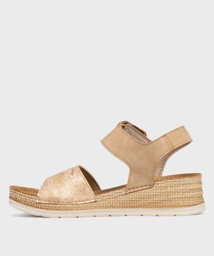 Sandales à talon compensé et scratch légères femme - Emilia Rosa vue3 - EMILIA ROSA - GEMO