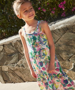 Robe fille à fines bretelles et motifs fleuris vue4 - GEMO 4G FILLE - GEMO