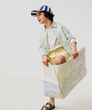 Chemise manches longues en mélange coton-lin rayé garçon vue6 - GEMO (ENFANT) - GEMO