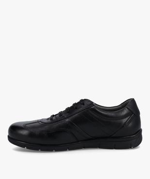 Baskets homme unies dessus cuir fermeture lacets  vue3 - GEMO (CONFORT) - GEMO