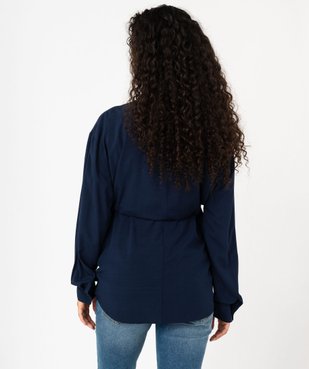 Chemise de grossesse unie avec liens à nouer vue3 - GEMO 4G MATERN - GEMO