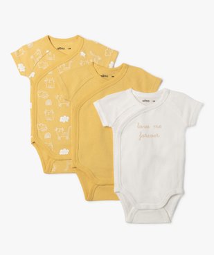 Body bébé manches courtes fermeture croisée (lot de 3) vue1 - GEMO 4G BEBE - GEMO