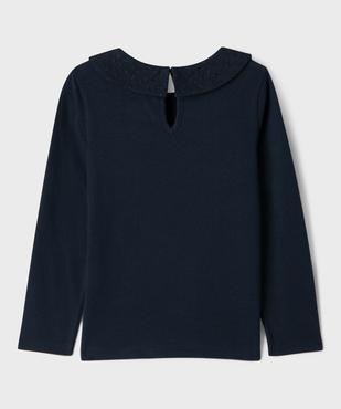 Tee-shirt manches longues avec col Claudine fille vue3 - GEMO 4G FILLE - GEMO